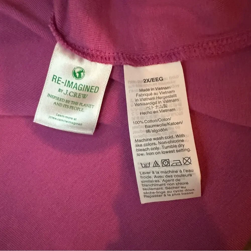 J Crew Slub Cotton Tee Pink Short Sleeve Shirt G1438 Top Plus Size Fit 2X